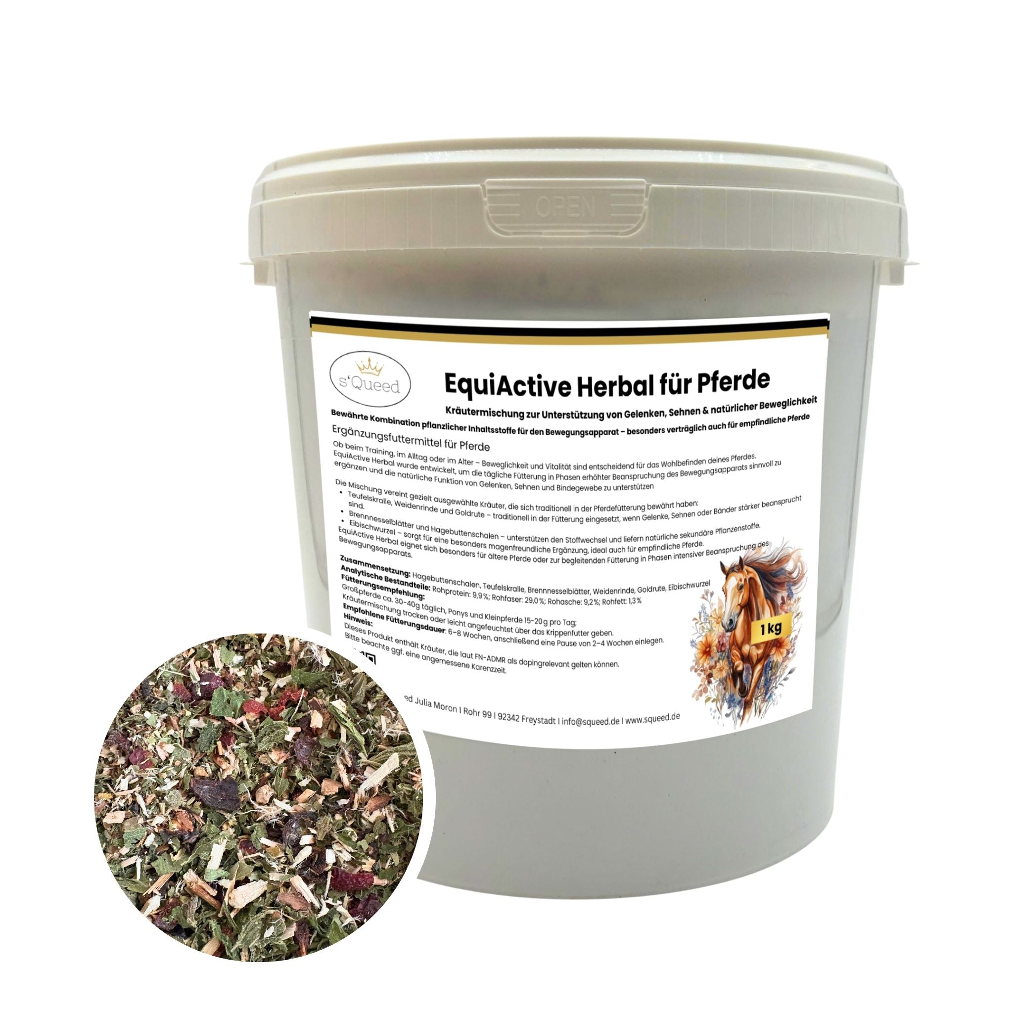 EquiActive Herbal 1 kg – Mélange de plantes pour favoriser la mobilité et la vitalité des chevaux