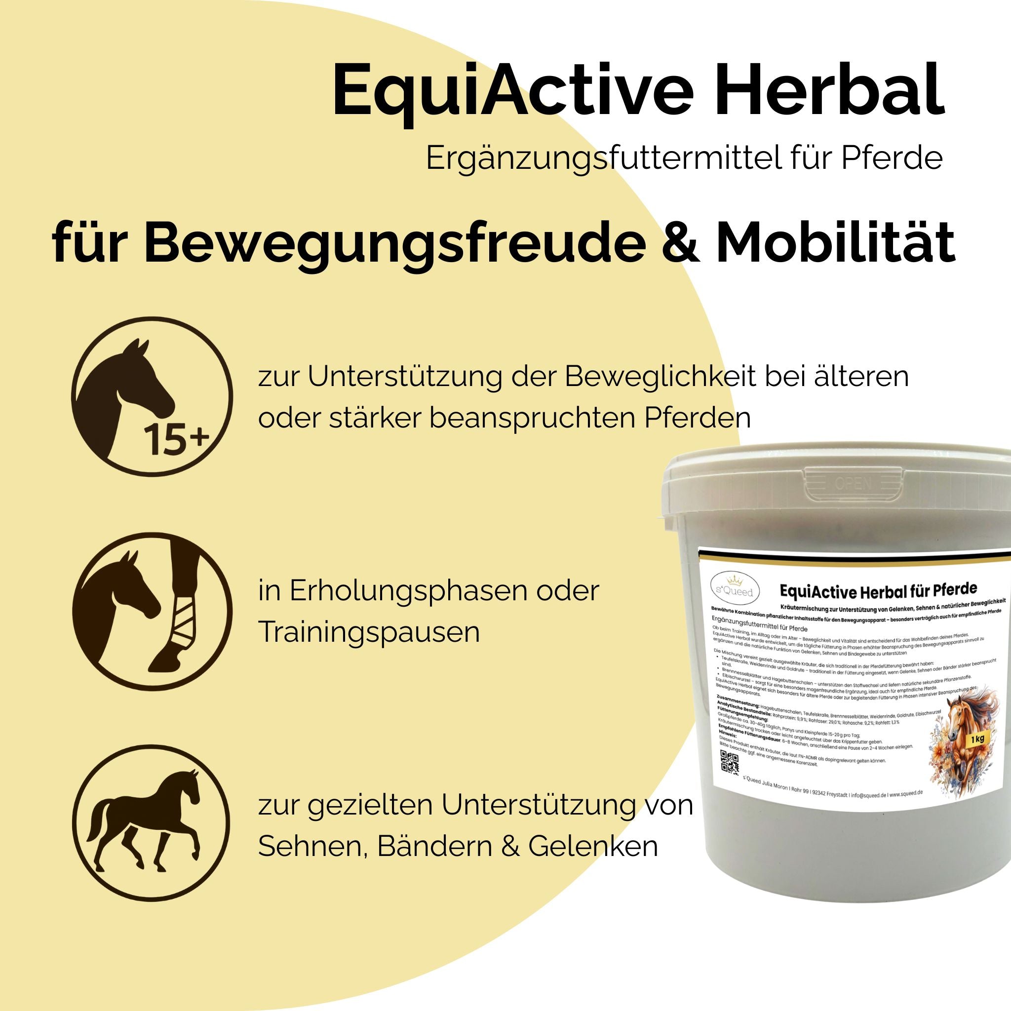 EquiActive Herbal 1 kg – Mélange de plantes pour favoriser la mobilité et la vitalité des chevaux