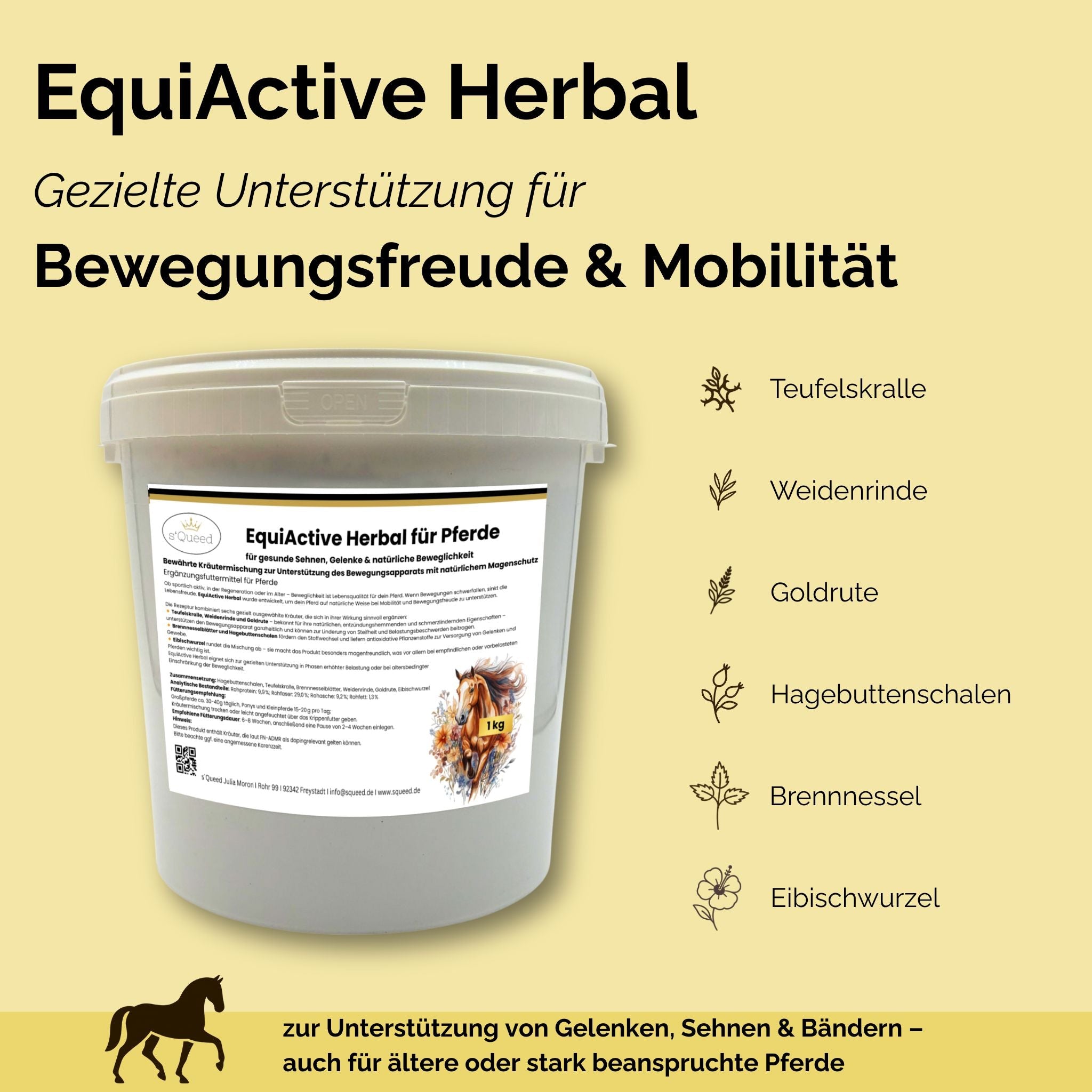 EquiActive Herbal 1 kg – Mélange de plantes pour favoriser la mobilité et la vitalité des chevaux