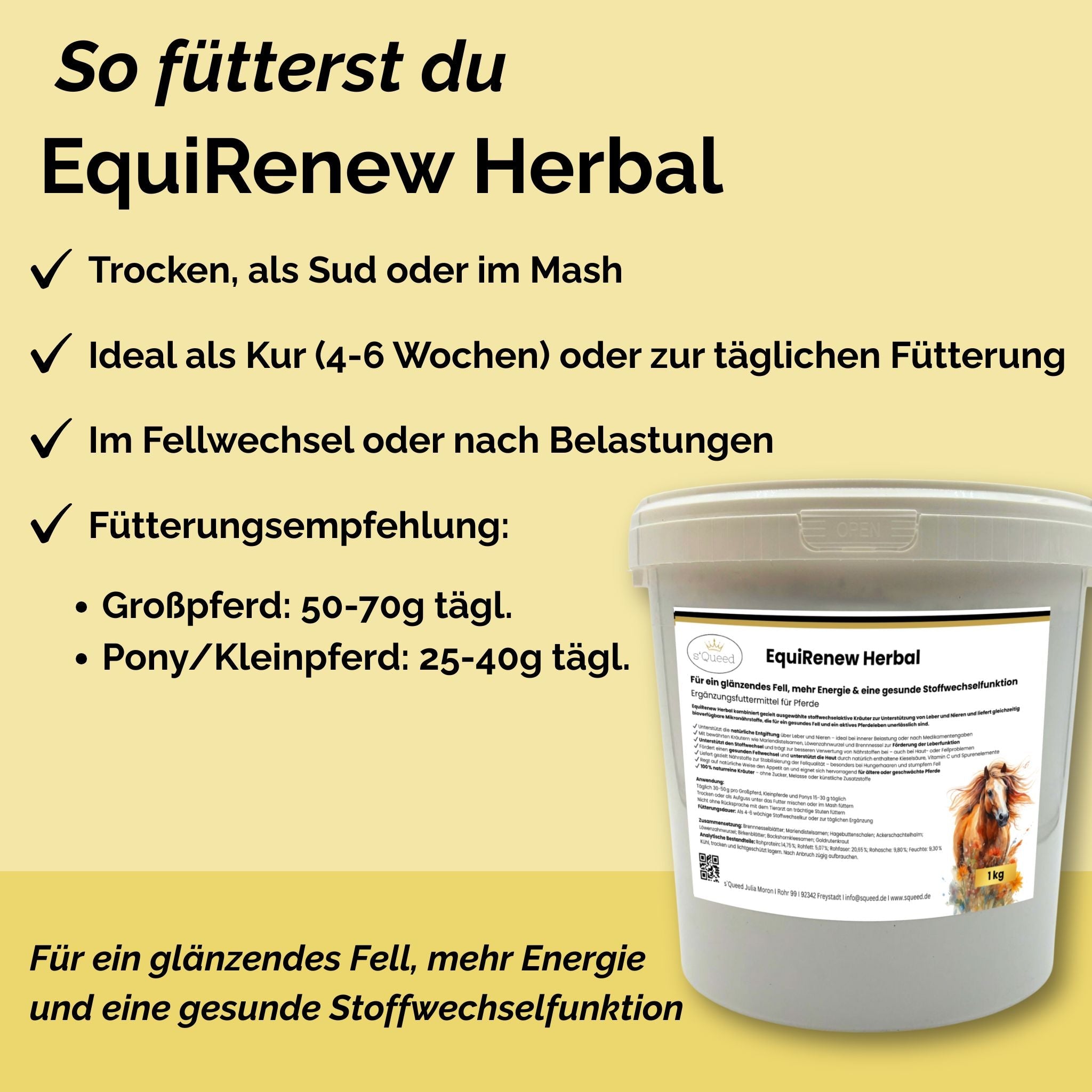 EquiActive Herbal 1 kg – Mélange de plantes pour favoriser la mobilité et la vitalité des chevaux