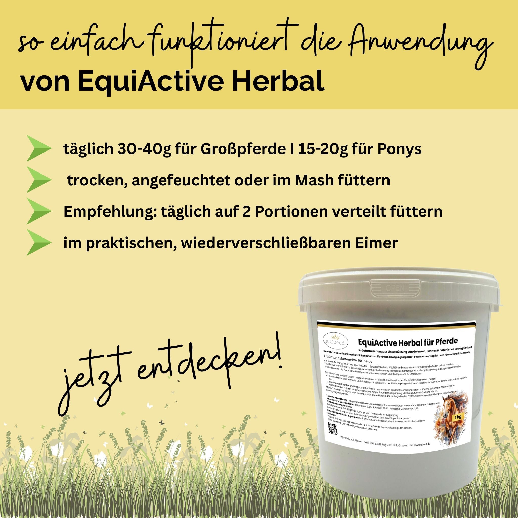 EquiActive Herbal 1 kg – Mélange de plantes pour favoriser la mobilité et la vitalité des chevaux