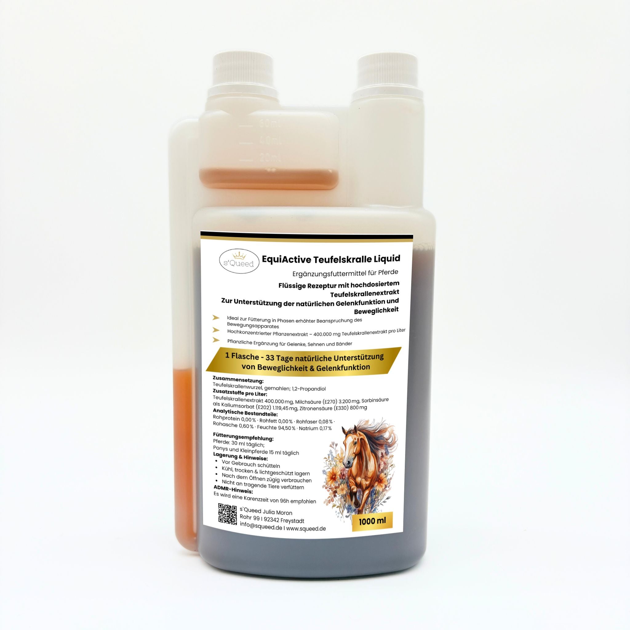 EquiActive Griffe du diable liquide – Griffe du diable pour chevaux, liquide, 1000 ml