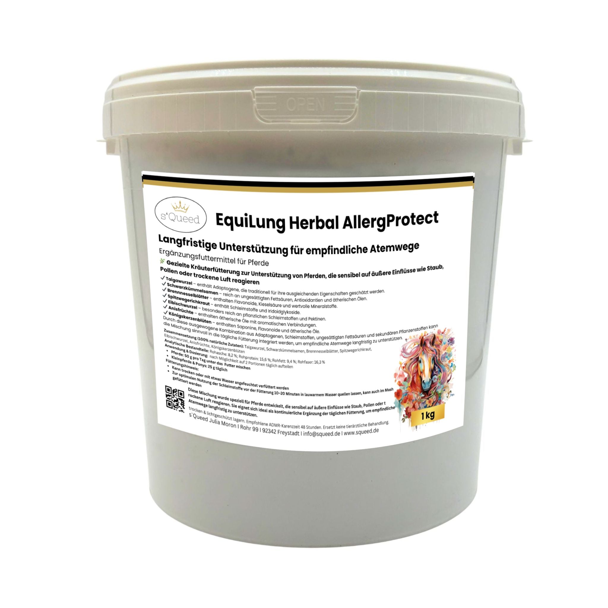 EquiLung Herbal AllergProtect – Plantes contre la toux pour chevaux, pour une alimentation à long terme
