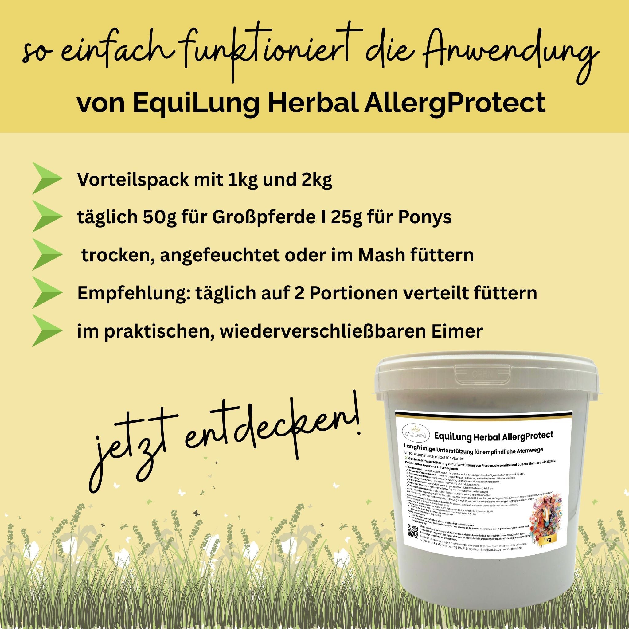 EquiLung Herbal AllergProtect – Plantes contre la toux pour chevaux, pour une alimentation à long terme