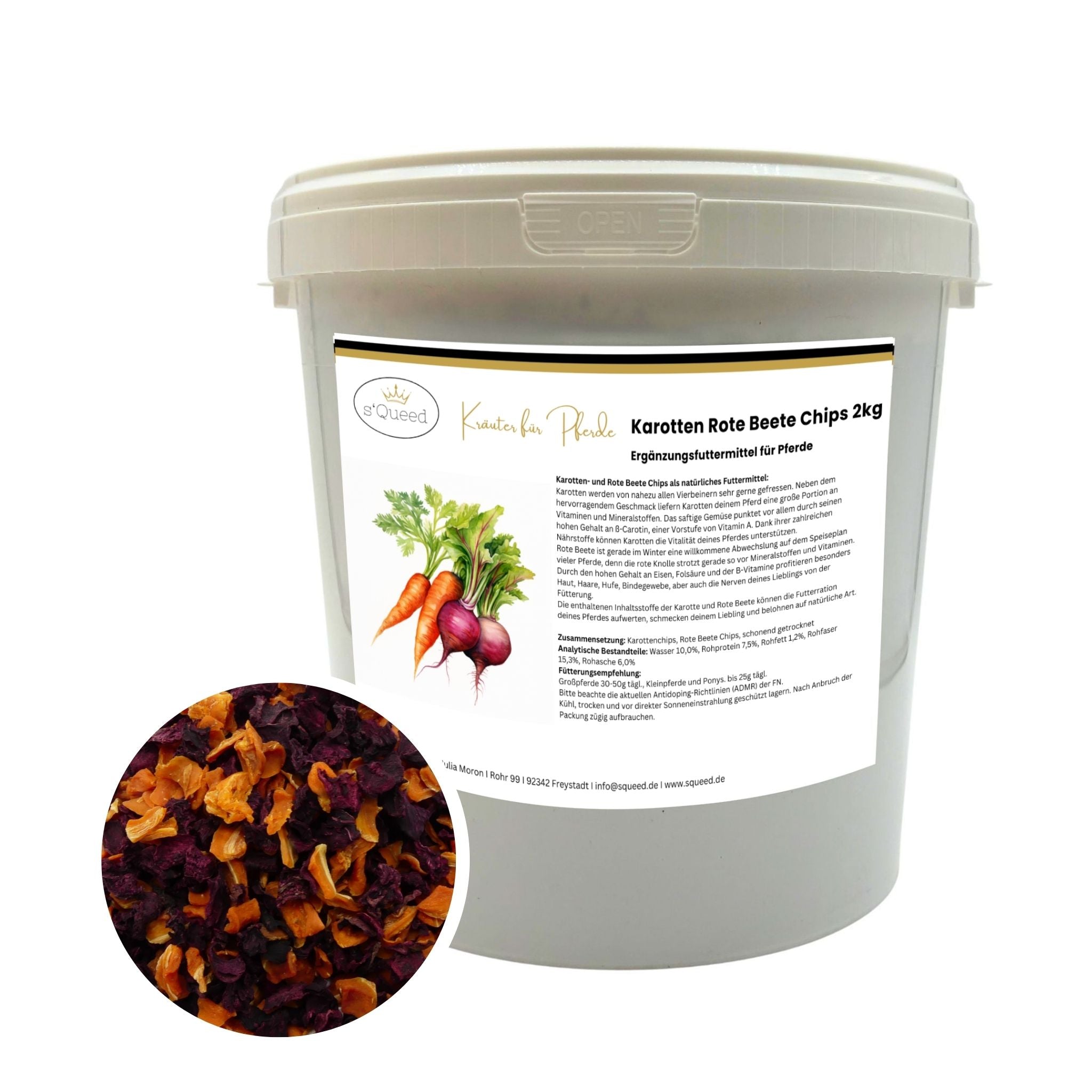 Mélange de chips de carottes et de betteraves pour chevaux, 2 kg