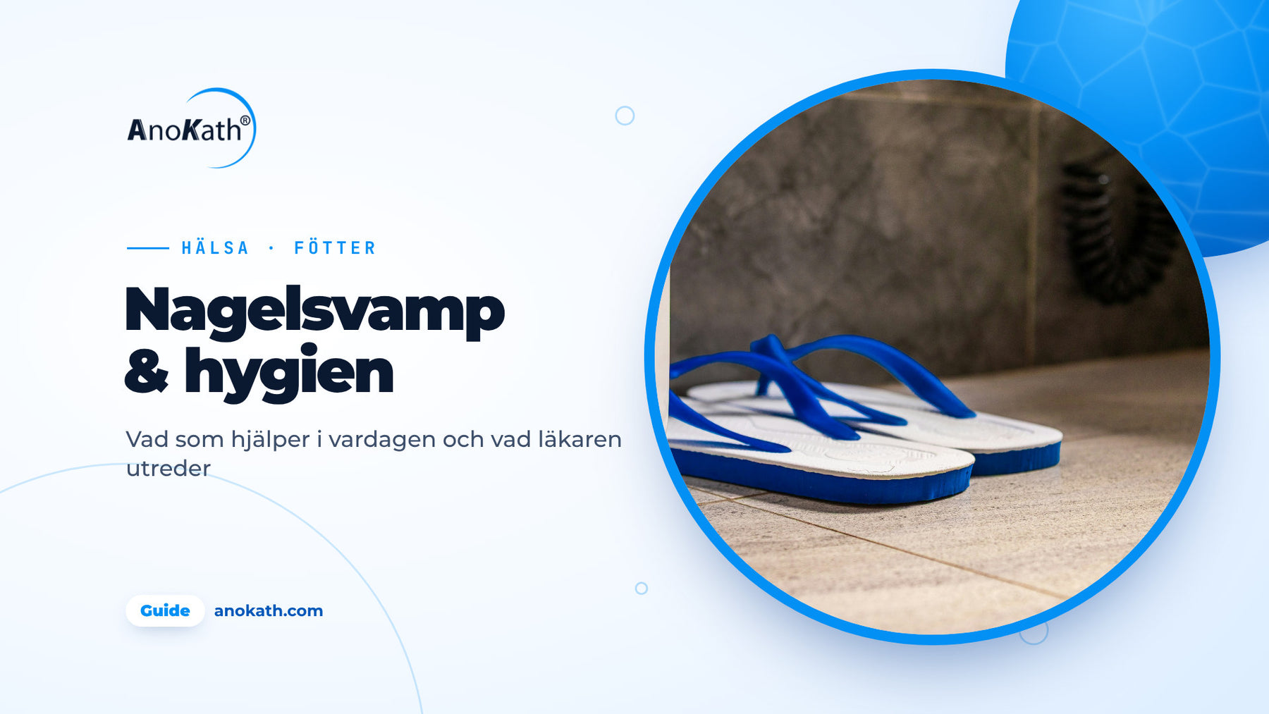 Badskor på ett kaklat golv, omslagsbild till guiden om nagelsvamp