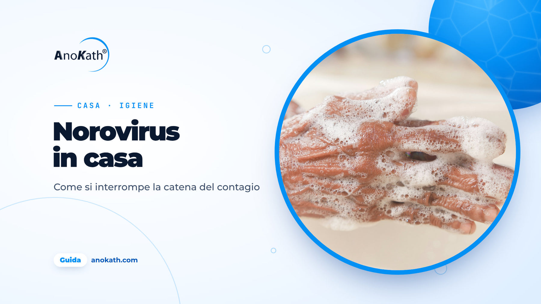 Mani lavate con il sapone al lavandino, immagine di copertina della guida sul norovirus