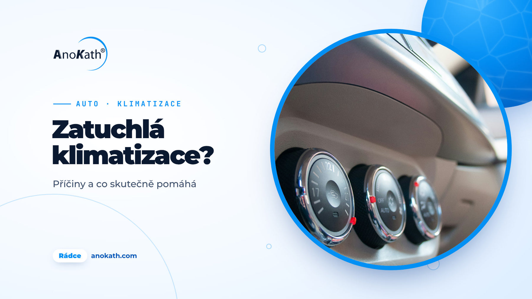 Ovládací prvky autoklimatizace v palubní desce, titulní obrázek rádce o klimatizaci v autě
