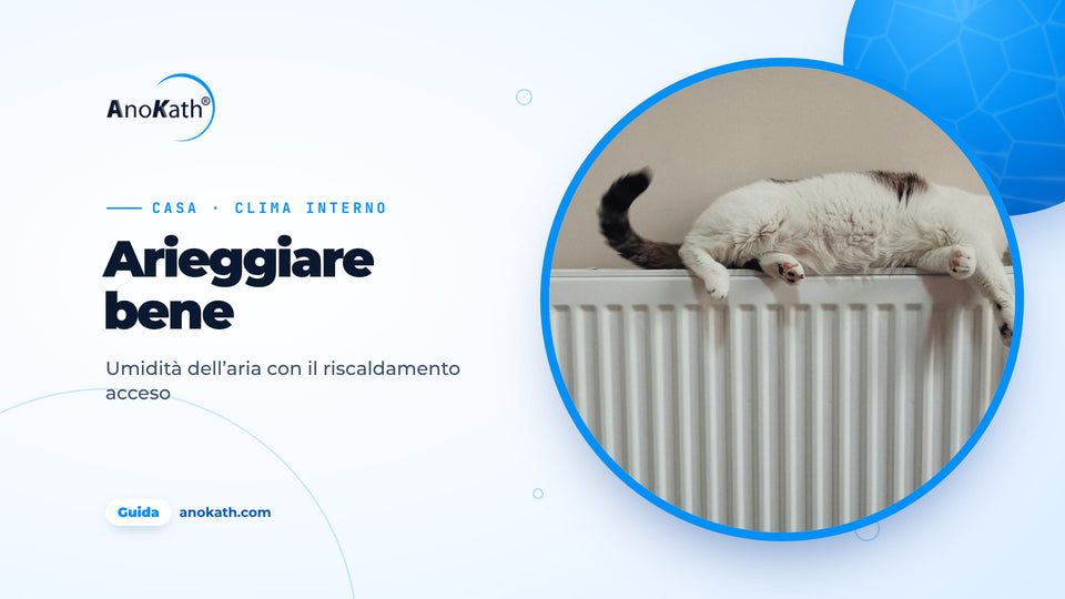 Gatto dorme disteso su un termosifone bianco, immagine di copertina della guida sull’umidità dell’aria in casa